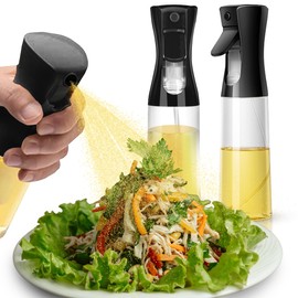 Cheer Collection Plastic Oil Sprayer Set of 2 – 300ml Plastic Olive Oil Spray Bottles for Cooking, Food Prep, Salad, BBQ & Air Fryer Use, Easy Press Nozzle, Black