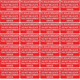 CDXHOME 50PCS Premium Solar Breaker Label Pack - 2" x 1.1" Overcurrent Device Stickers - UV Resistant Vinyl for Outdoor Use - NEC Standard Compliant