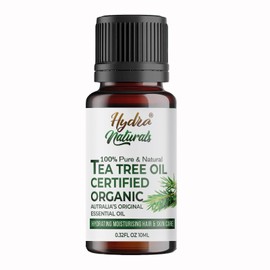 Hydra Naturals 100% Pure & Organic Essential Tea Tree Oil, Purifying, Natural, Vegan, Cruelty Free, Paraben & SLS Free 10ml