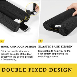 fowong Door Draft Stopper 30" to 36" Adjustable Draft Stopper for Bottom of Doors, Soundproofing Noise Blocker, Easy to Install, Beige