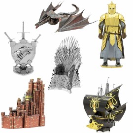 Fascinations 6 Metal Earth ICONX Kits DROGON STAR SIGIL SILENCE IRON THRONE RED KEEP MOUNTAIN
