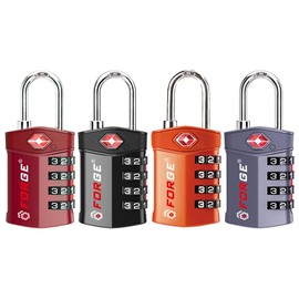 Forge 4-Digit Combination Lock, TSA Approved Locks for Luggage, Travel, Gym, School, Suitcase, Backpack, Pelican case, Easy Read dials, zinc Alloy Body.