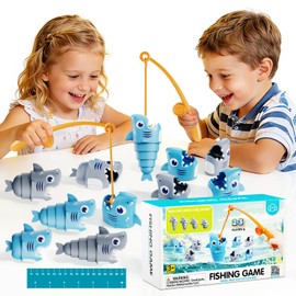 MINGKIDS Shark Fishing Game for Kids - Preschool Math Games for 3 Year Olds, Toddler Fine Motor Learning Toys, Fun Family Board Games for Boys and Girls Ages 3-5
