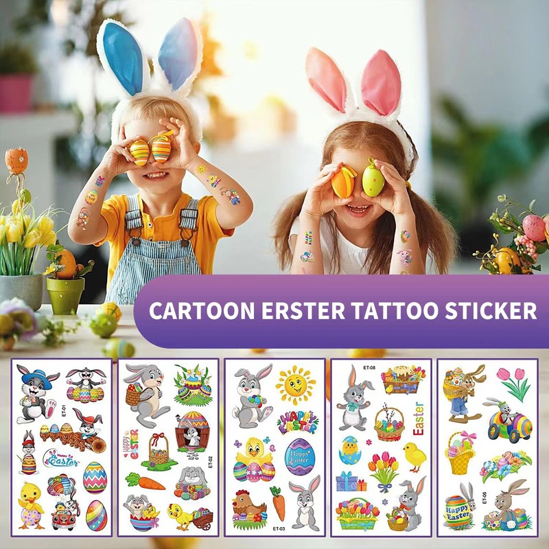 Easter tattoo stickers (Easter A)118PCS Easter Egg Fillers，Easter Decorative Atmosphere，easter