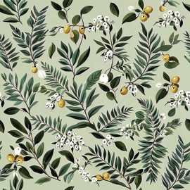 ANHUIB Green Leaf Wallpaper Botanical Wallpaper Leaves Contact Paper 44x300cm Waterproof Vinyl Wrap for Bathroom Oleaster Leaf Removable Wall Paper for Cabinets Furniture Bedroom Living Room Decor