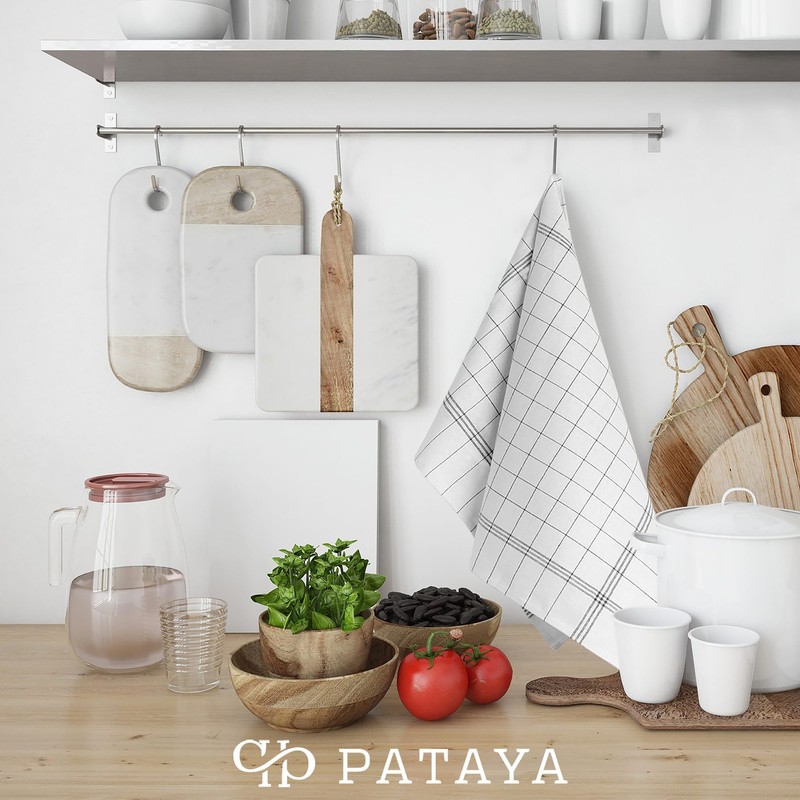Pataya Pack of 10 Tea Towels, Cotton Kitchen Towels, Tea