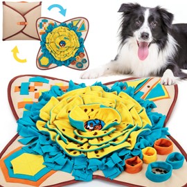 AWOOF Pet Snuffle Mat for Dogs, Interactive Feed Game for Boredom, Encourages Natural Foraging Skills for Cats Dogs Bowl Travel Use, Dog Treat Dispenser Indoor Outdoor Stress Relief (Color)