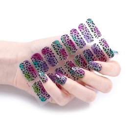 LIANXUE 16 Strips Semi Cured Gel Nail Stickers UV Lamp Required Gel Nail Polish Wraps Gel Nail Art Stickers for Women Girls