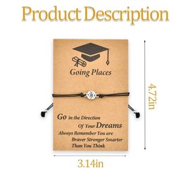 Inspirational Graduation Gifts Compass Bracelet for Men Women College High School Graduation Gifts for Her Men Masters Degree Graduation Decorations Adjustable Graduate Bracelets from Friends