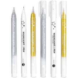 Elegirme Gel Ballpoint Pen White 0.8mm Extra Fine Opaque Gold Pen Illustration Notebook Notebook Letter Greeting Card Schedule Book Album Scrapbooking Photo Writing Pen on Black Paper Water Resistant
