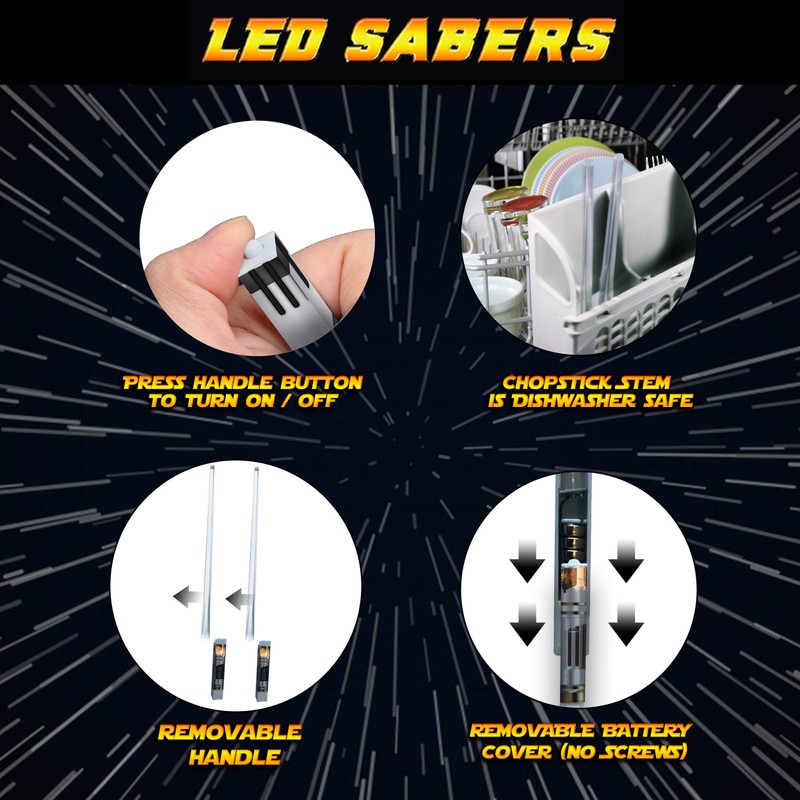 Lightsaber Chopsticks Light Up - LED Glowing Light Saber Chop