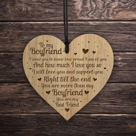 Red Ocean Boyfriend Engraved Wooden Heart Gift Idea For Couples Birthday Anniversary Christmas Gift For Boyfriend