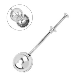 Press Tea Infuser for Loose Leaf Tea Steeper with Long Handle, Stainless Steel Tea Strainer, Fine Mesh Tea Filter for Cup/Teapot/Spices/Seasonings/Bake Wand, Single-Sided Mesh
