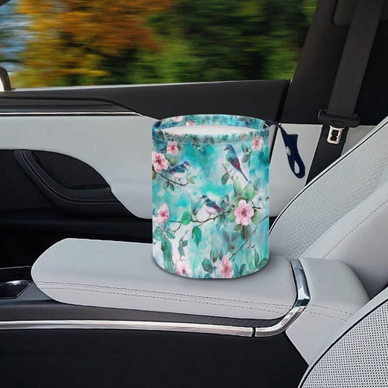 Panskyllis Green Hummingbird Car Trash Bin Garbage Can Leak Proof