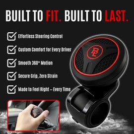Fouring BL Steering Wheel Knob Spinner - Universal Non-Slip Fit, ABS & Premium Silicone Finish Suicide Knob with Metal Ball Bearing - Ideal for Cars, Trucks, Boats (Silicone Red)