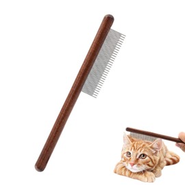 Andiker Long & Short Cat Comb, Steel Tooth Comb with Wooden Handle, Pet Combs for Cat Dogs, Removes Knots & Dead Hair Grooming Comb