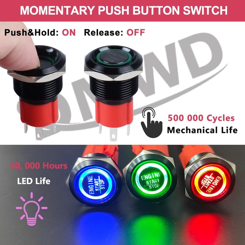 DMWD Push Car Engine Push Button Switch Start Ignition Switch