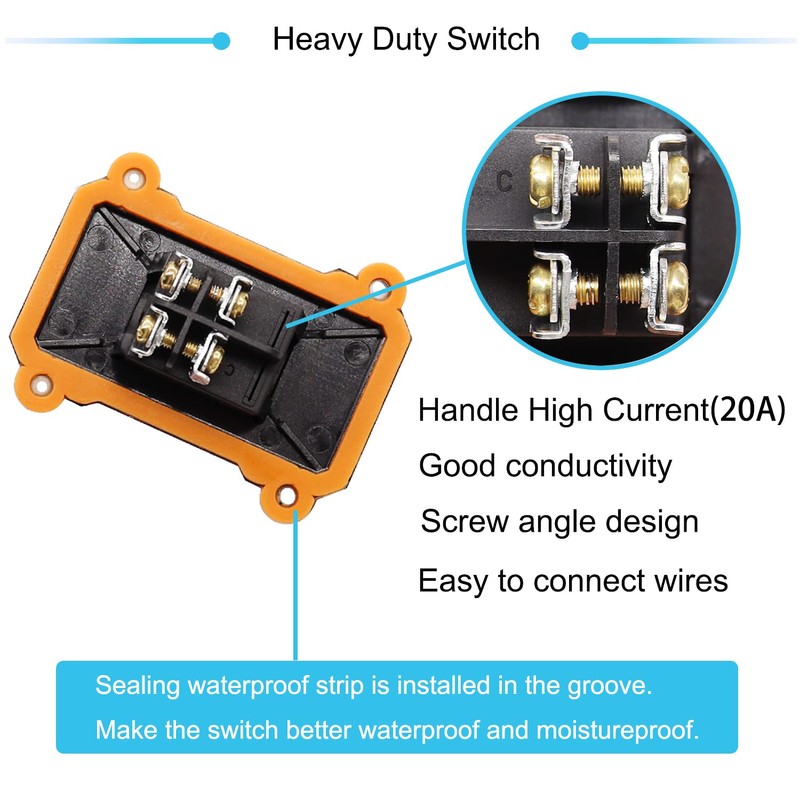 Hmknana IP67 Waterproof Inline Cord Switch 16A/250V 20A/125V AC DPST