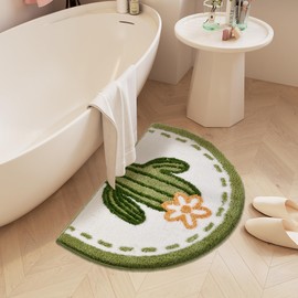 Cactus Bathroom Rug,Cute Bath Mat Non Slip,Microfiber Plant Mat,Thick Soft Aesthetic Home Bathroom Decor Plush Small Carpet for Bathtub,Shower Floor, Sink, 31.5×20 Inch