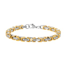 SDA Surgical Steel Byzantine Link Chain Bracelet, 316L Stainless Steel, Waterproof (SN109GS, 8 inchs)