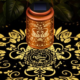 Solar Lanterns Outdoor Waterproof Decorative Garden Solar Lights Outdoor,Hanging Hollow Out Metal Ornaments Decor for Outside Lawn,Patio,Balcony,Yard Unique Gifts for Women Valentine Day Gifts