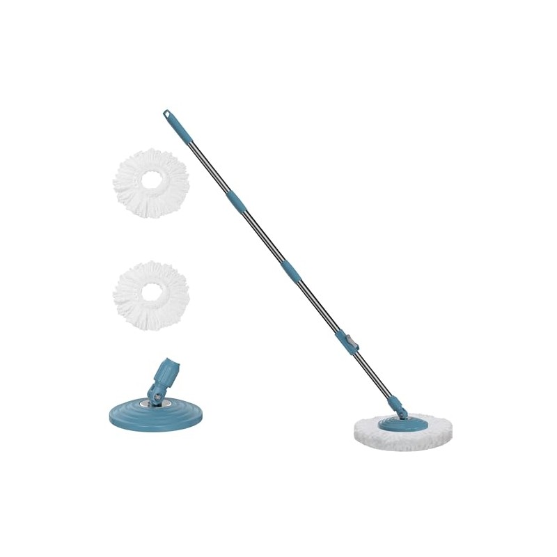 Stainless Steel Extendable Mop Handle with 2 Microfiber Replacement Heads