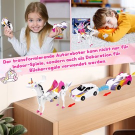 Jadyon Einhorn Roboter, Transformierendes Auto Robote-r Spielzeug, Unicorn Racing Car Set, Transformations-Auto-Roboter-Spielzeug Geschenk FüR Kinder, Kollision Deformation Kombinierter Robote-r.