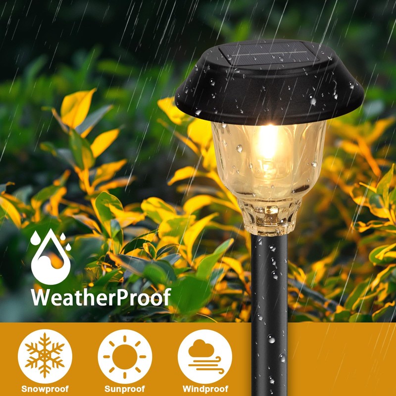DOESLAG Solar Lights Outdoor Waterproof, 6 Pack Metal Glass Solar