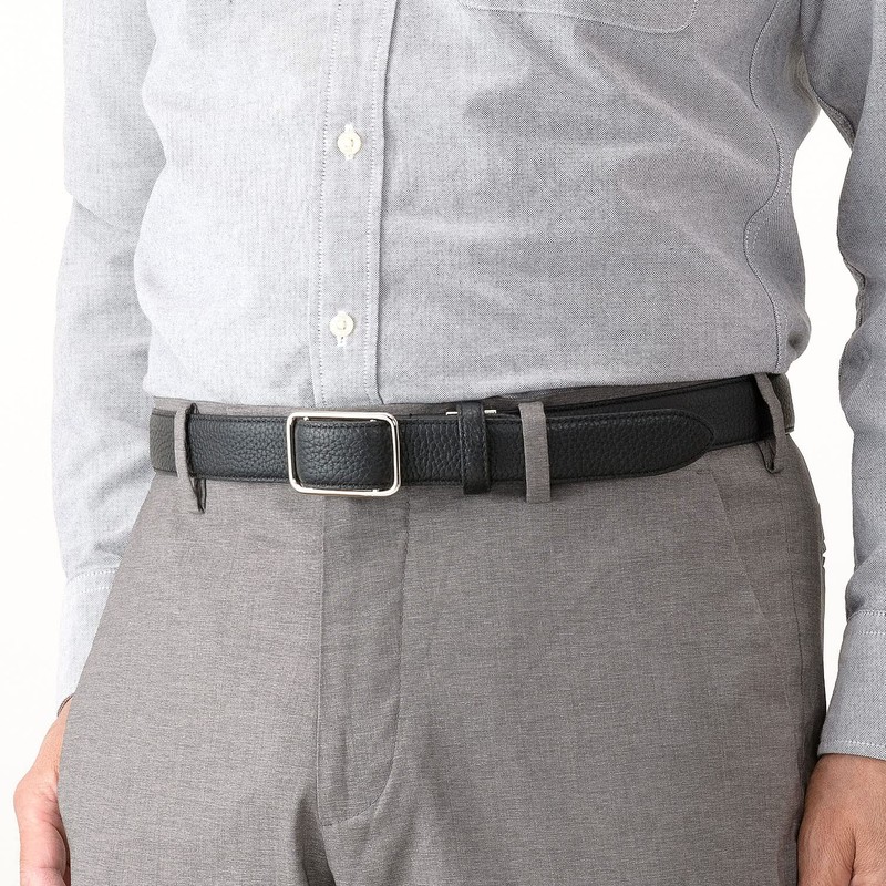 Ikenohata Silver Leather Shop OT-015 Himeji Leather, Stepless Adjustment, Men's