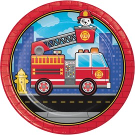 Trendware Fire Truck Paper Plates, 24 Count