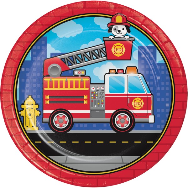 Trendware Fire Truck Paper Plates, 24 Count