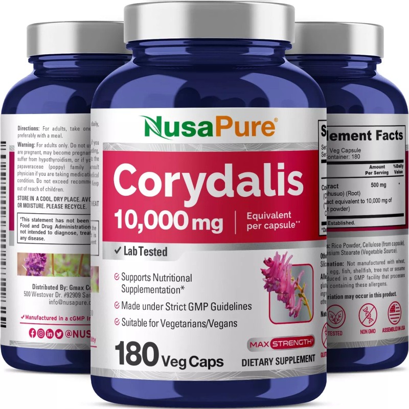 NusaPure Corydalis 10,000 mg 180 Veg caps (Extract 20:1, Non-GMO)