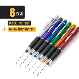 Mr. Pen- Bible Highlighter With Pen and Stylus for Touchscreens, 3 in 1, 6 pcs, Colorful Barrels, Yellow Highlighters, Black Ballpoint Pens, Highlighter Pen, Bible Pen, Bible Journaling Kit