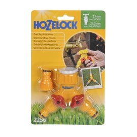HOZELOCK - Multi-Tap Connector 2-Way : Create 2 Circuits on a Single Tap, Independent Flow Valve per Outlet, can be used as a Y Connector [2256 0000]