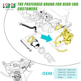 10L0L Golf Cart Carburetor Fuel Pump Kit for 1991+ EZGO TXT Marathon Medalist Freedom ST 4-Cycle Models with 295cc Engines OEM# 26645-G01 26645-G03 72840-G01 26726-G01 26727-G01 72558-G02 603901 17553