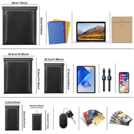 yaokvide Large Faraday Bags- 5 Pack Faraday Cages for Laptops & Tablets & Phones & Car Keys, Faraday Key Fob Protector, Fireproof & Waterproof Anti-theft Signal Blocking Pouch
