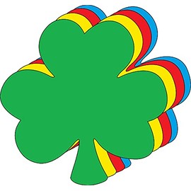 Shamrock Large Assorted Color Creative Cut-Outs, 5.5" x 5.5", 31 Clovers to a Package- Kids’ Irish Crafts and St. Patrick's Day School Craft Projects, St. Patty’s Day Craft.