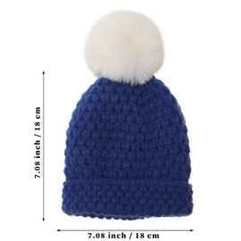 Coubeau Newborn Baby Boys Girls Winter Bobble Hat Knitted Bobble Hats for Babies Toddlers Hat with Only One Bobble for Kids, blue