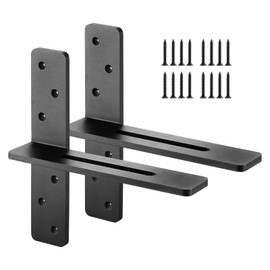 VEVOR T Shelf Brackets 2 Pcs, 200 lbs/90 kg Weight Capacity, 12x2.89x12 in / 304.8x73.5x304.8 mm, Solid Steel Heavy Duty Brackets for Shelves, Countertop Support Floating Bracket Hardware with Screws