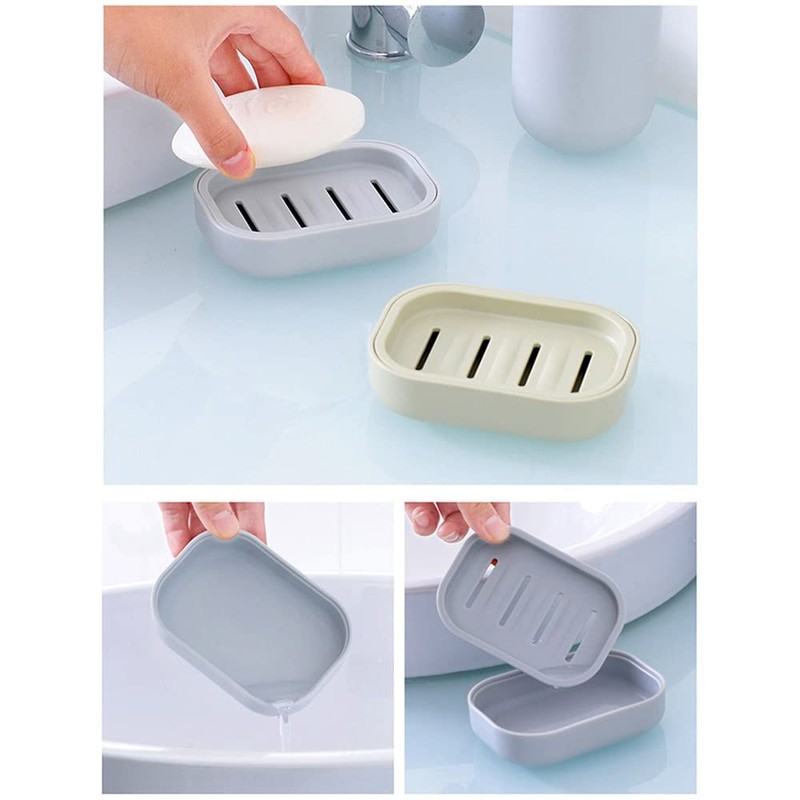 4PCS Plastic Square Soap Dish Bar Soap Holder for Shower