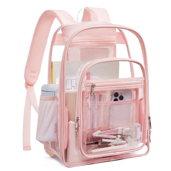 Telena Clear Backpack with Multi-pockets, Heavy Duty TPU Transparent Bag