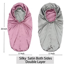 Capó largo de satén sedoso para dormir, capó de pelo ajustable para trenzas rizadas, champaña largo, Small-XX-Large