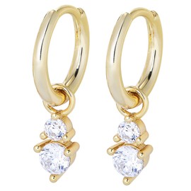 18K Gold Plated 925 Sterling Sliver Huggie Hoop Earrings for Women Ladies Girl Dangle Drop Earrings Cubic Zirconia Gift for Women Mother Dainty Gold Star Earrings (CA-PS-D-2DROP)