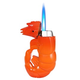 Torch Lighter - Fun Shrimp Design Refillable Butane Lighters, Cool Adjustable Windproof Blue Flame Lighter for Outdoor Indoor, Great Gifts for Men Women(Gas Not Included)-Orange