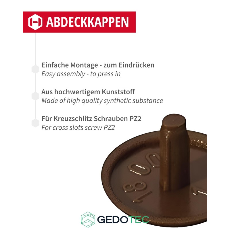 Gedotec Furniture Cover Caps Round | Pack of 50 -