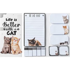 550 Sheets Cute Sticky Notes Set, 11 Designs Note Pads, Adorable Cartoon Writing Memo Pads with Fancy Divider Tabs for Kids Students School Office Supplies (Real Cat)