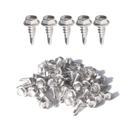 IMScrews 25pcs #10 x 1/2" Stainless Hex Washer Head Self Drilling Screws, 410 Stainless Steel Full Thread Sheet Metal Tek Screws