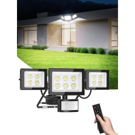 Security Lights Outdoor Motion Sensor 50W,5000LM Flood Light with Remote Control,6500K Daylight White Floodlight with Sensor,IP66 Waterproof PIR Security Lights Outdoor for Garden Garage Porch