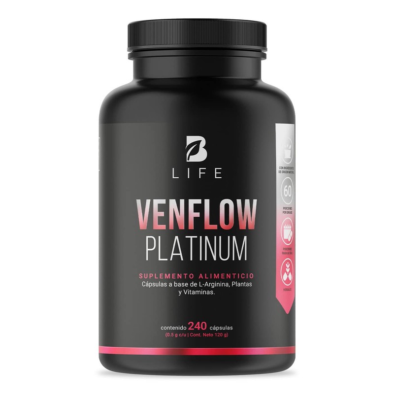 B Life Venflow Platinum con L-Arginina y Resveratrol 240 Cápsulas