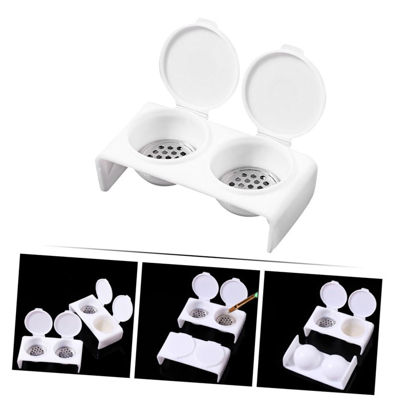 WOONEKY Elegant Nail Cup with Lid 2 Hole Soaking Dish